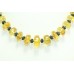 Handcrafted Necklace 925 Sterling Silver Yellow Fossil Amber Stones 17.3" Long